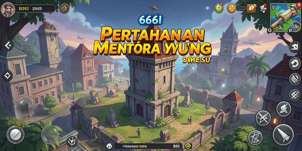 Tampilan gameplay 666I dengan menara yang siap menghadapi serangan musuh.