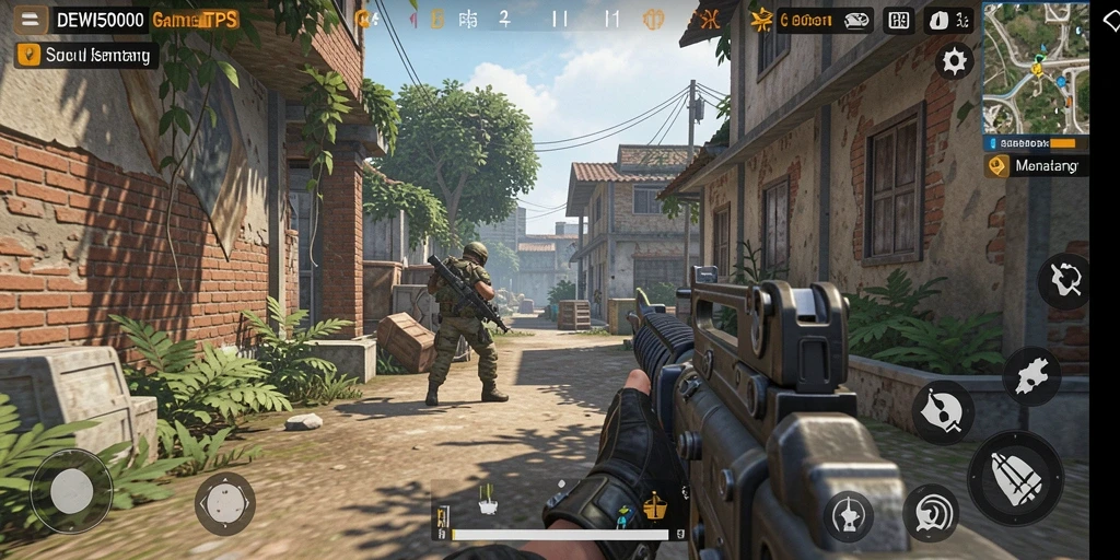Tangkapan layar gameplay seru DEWI5000 dalam mode TPS.