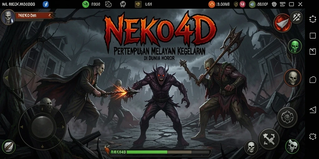 Screenshot gameplay menegangkan di NEKO4D dengan suasana gelap dan mencekam.