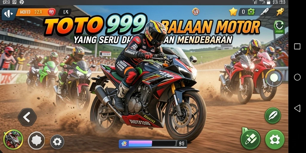 Gameplay seru TOTO99 dengan aksi balapan motor yang menegangkan.